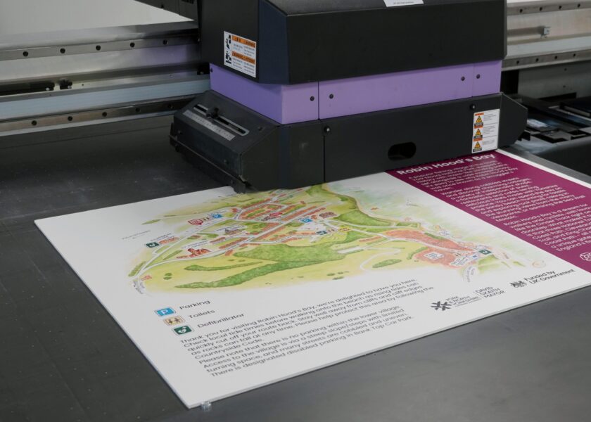 high-quality printer creating an interpretation board