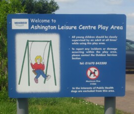 P23: Lorem ipsum dolor sit amet consectetur adipiscing elit. Blanditiis imperdiet consectetur magna anim omnis soluta irure laboris. Park entrance sign for childrens' play area
